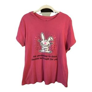 Jim Benton Happy Bunny Womens Tops Pink